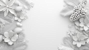 White Floral Paper Cut Frame Design Background photo