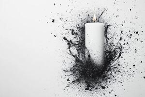 White Candle with Ink Splash Minimalist Still photo