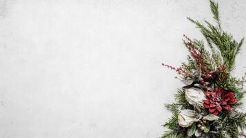 Winter foliage with red poinsettia decor photo