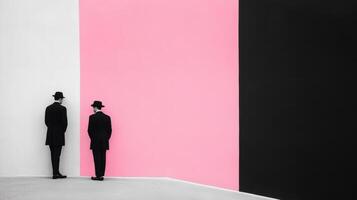 Minimalist of men in hats and suits photo
