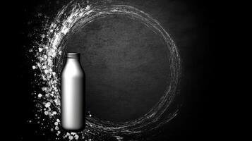 Metallic bottle and white circle frame photo