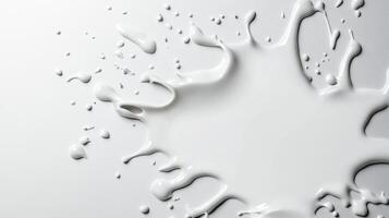 Milk Splash on White Surface Top View photo