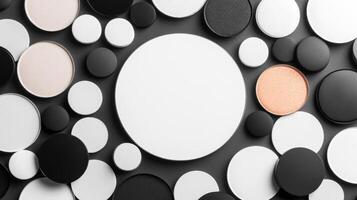 Assorted black white beige copper round discs photo