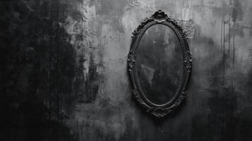 Ornate Mirror on Dark Wall photo