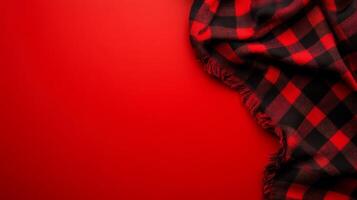 Red plaid fabric on red photo