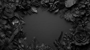 Paper flower border monochrome photo