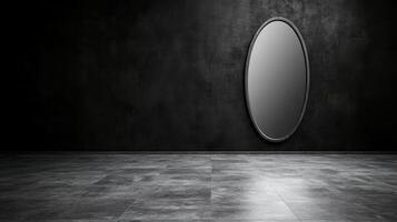 Oval black framed wall mirror photo