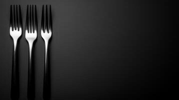Three silver forks dark surface photo