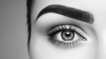 Close Up of a Woman's Eye with Defined Eyebrow photo