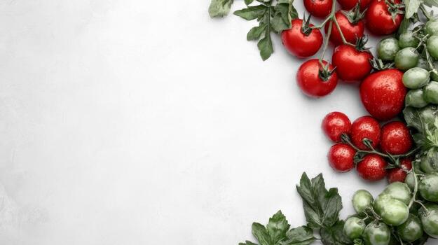 Cherry Tomatoes and Grapes Corner Border photo