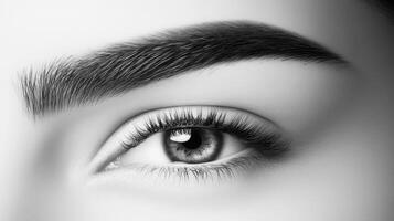 Detailed Monochrome Image of Human Eye and Eyebrow Feature photo