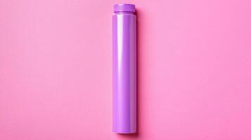 Simple Purple Plastic Tube Container Isolated on Pink Background photo