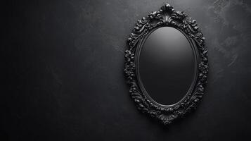 Monochrome Decorative Oval Frame in Black Hue photo