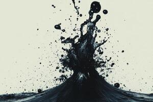 Dynamic Black Ink Splash Against Neutral Background photo