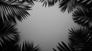 Black and White Palm Leaf Border Frame on Neutral Backdrop photo