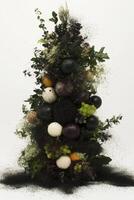 Creative Food Composition in Tree Shape with Mixed Fruits and Greenery photo