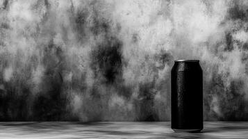 Cool condensation on a tall, modern soda can photo
