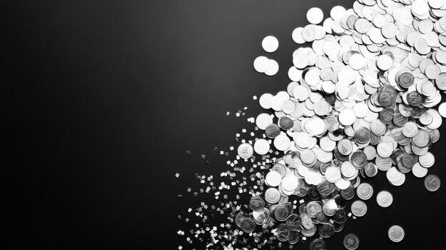 Scattered silver coins create the illusion of wealth photo