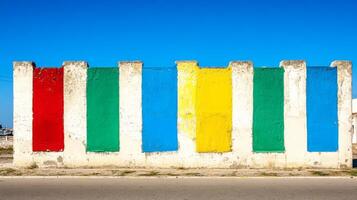 The wall segments of which are painted in different colors photo