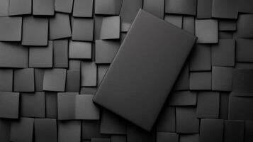 Black rectangles create a three dimensional composition on a square background photo