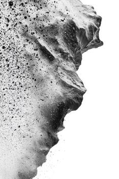 Monochrome texture of rough stone on a white background photo