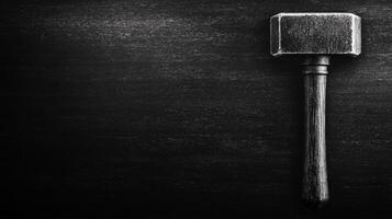 Minimalist Metal Mallet Against Textured Dark Background photo