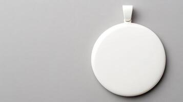 Sleek Glossy White Pendant Showcasing Elegant photo