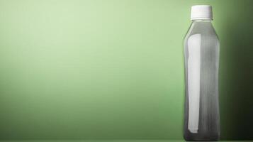 A Clear Bottle with White Cap on a Solid Green Background photo