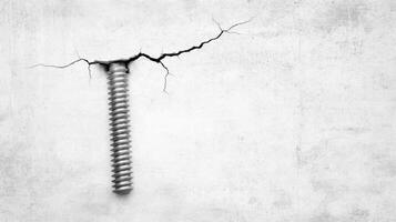 Strain and Fracture A Metal Screw Piercing a Cracked Surface photo