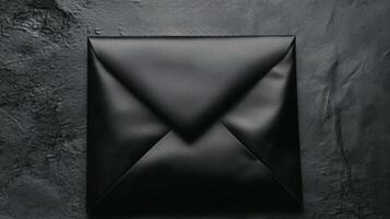 Black Envelope on a Textured Dark Background photo
