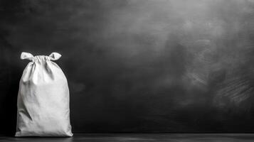 White Cloth Bag on a Dark Textured Background photo
