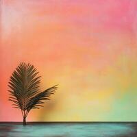 Palm Silhouette Against Blending Sunset Hues photo