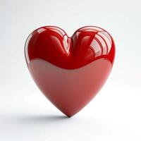 A glossy red heart symbolizing love and affection, featuring a smooth surface that captures light beautifully. photo