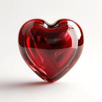 A stunning red glass heart sculpture that reflects light beautifully, symbolizing love and affection. photo