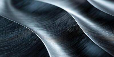 Close-up of smooth, wavy metallic surface showcasing elegant curves and reflective textures. photo