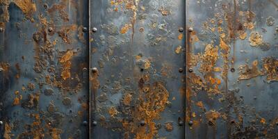 Rusty metal surface showcasing textures and colors reminiscent of industrial decay. photo