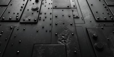 An abstract close-up of dark, textured panels showcasing various shapes and finishes, evoking a contemporary industrial vibe. photo