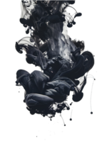 Dark swirling ink creating an abstract shape against a black backdrop png