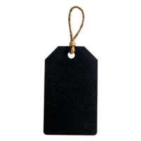 A black blank tag with natural string on a background png