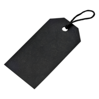 A simple black tag suspended with a dark twisted string png