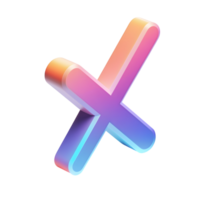 A rendered three dimensional letter X with smooth gradients png