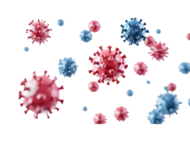 Multiple microscopic organisms of different colors float randomly in space png