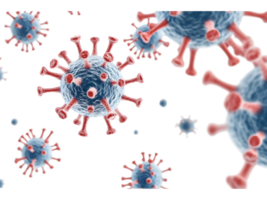 Rendered image of microscopic virus particles with spiky proteins png