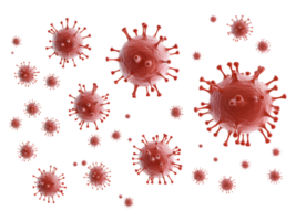 Red spherical viruses floating in a dark transparent background space png