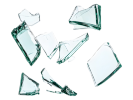 Scattered shards of broken glass arranged against a dark background png