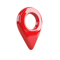 A glossy red navigation pin displayed against a black background png