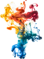 Colored inks blending and spreading in water creating dynamic shapes png