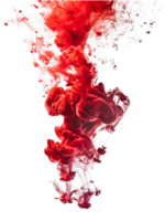 Abstract image features vibrant red ink mixing with a liquid png