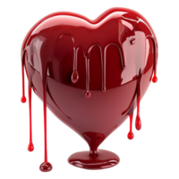 A glossy heart shaped object with dripping red fluid png