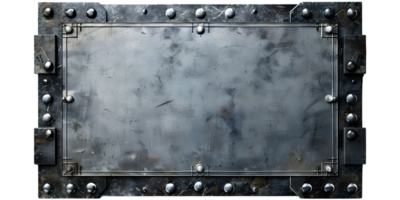 A metal frame with a centered rectangular blank surface png